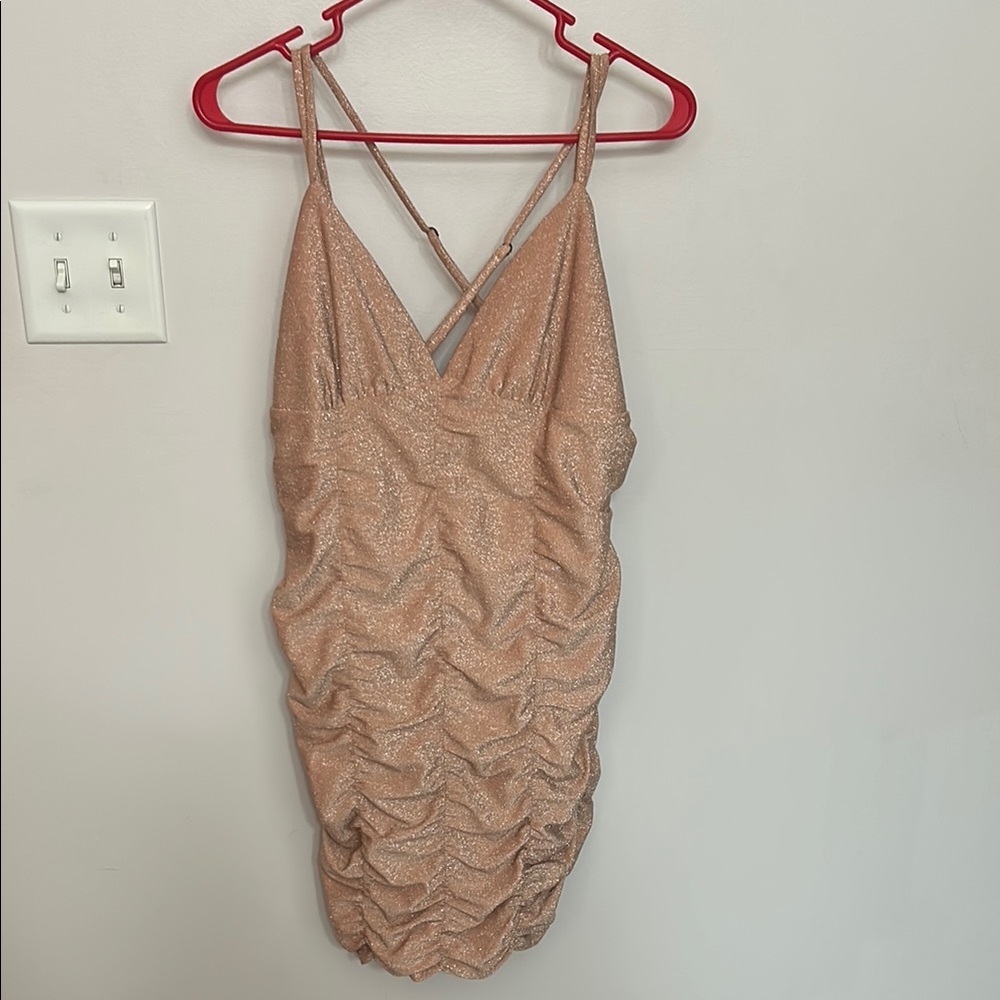 Wild Fable Shimmering Tan Mini Dress